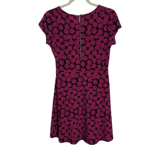 Michael Michael Kors Women Small Hot Pink Leaf Print Dress Exposed Back Zipper - Picture 2 of 6
